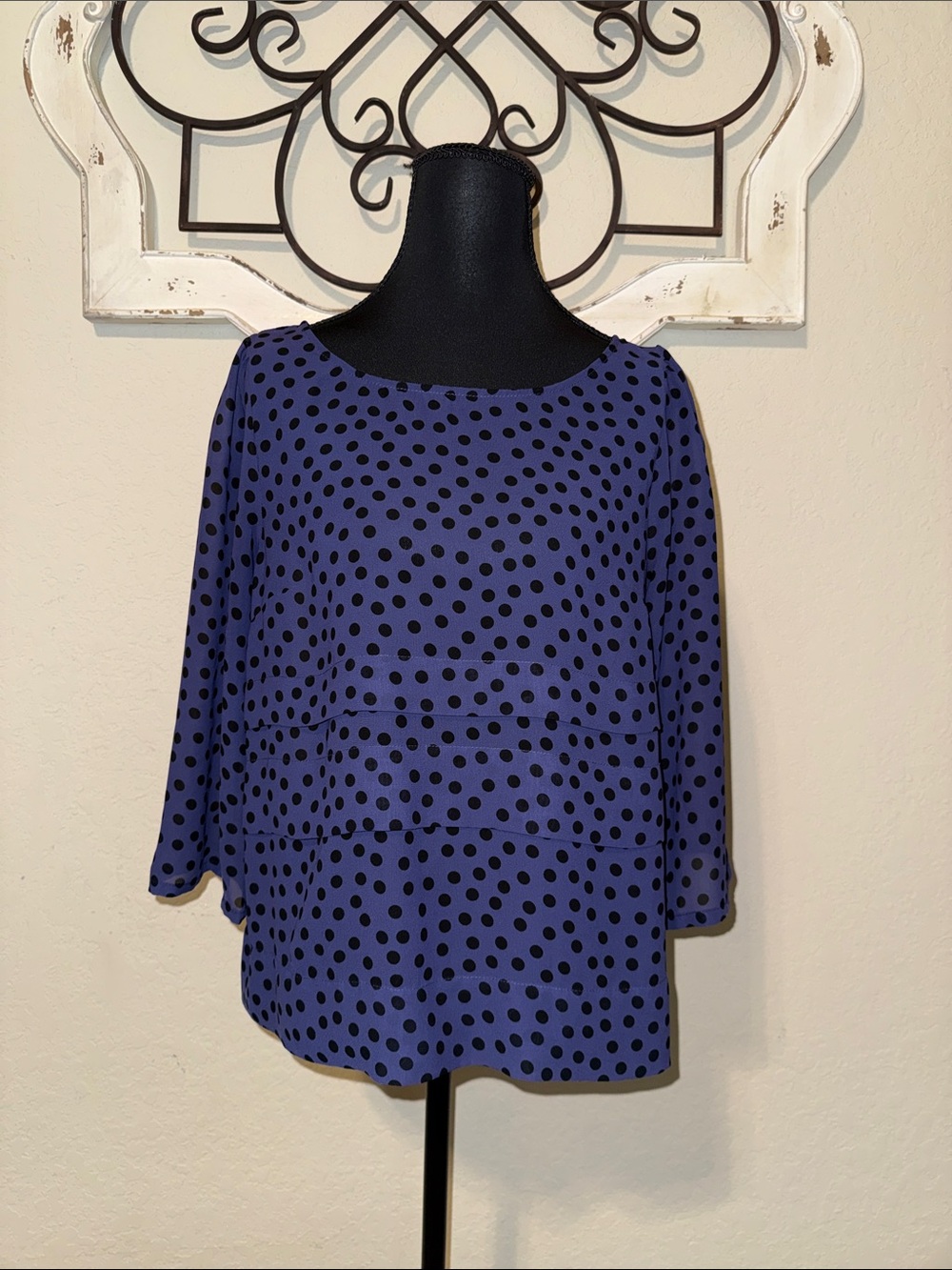 BCBGeneration Polka Dot Scoop Neck Blouse